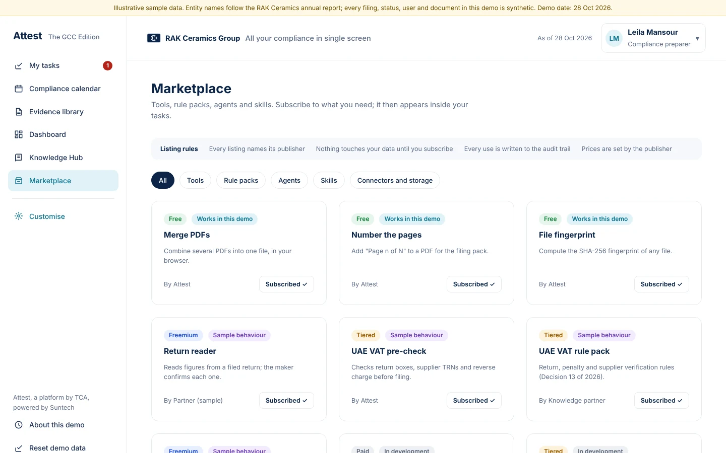 The Marketplace lists tools, rule packs, agents and skills as Free, Freemium, Tiered or Paid